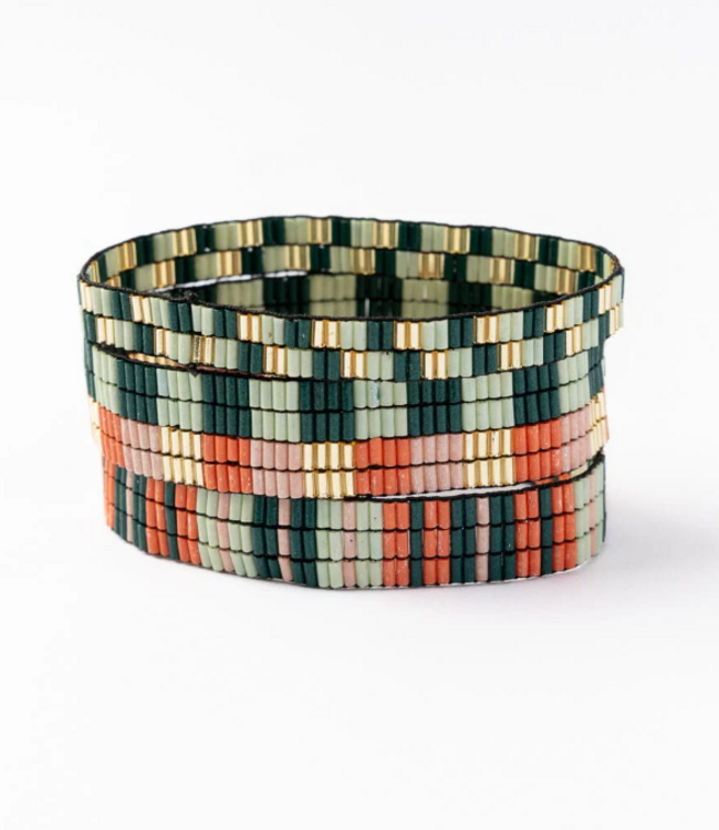 Dylan bracelet stretch set of 3 green blush