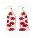 Ink + Alloy Delilah poppies beaded fringe earrings hot pink/re