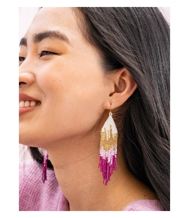 Claire ombre beaded fringe earrings