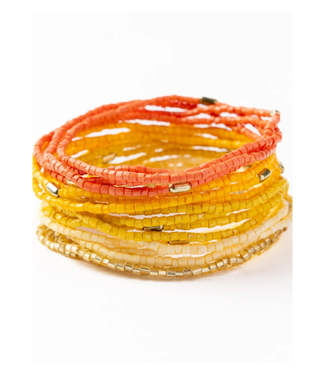 Chelsea 18 strand luxe beaded bracelet set yellow