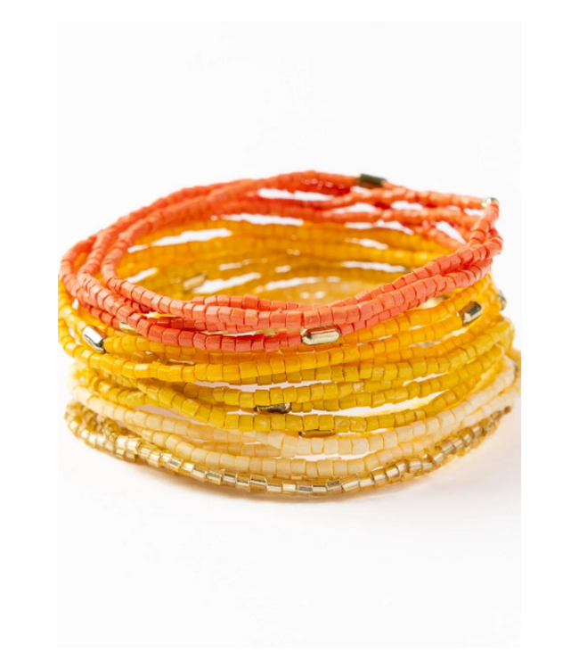 Chelsea 18 strand luxe beaded bracelet set yellow