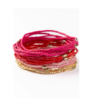 Ink + Alloy Chelsea 18 strand luxe beaded bracelet set pink
