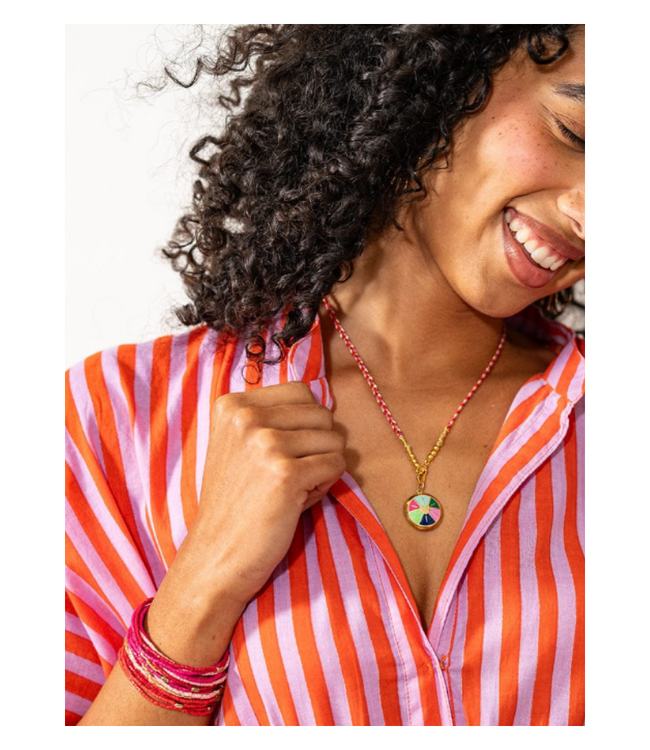 Chelsea 18 strand luxe beaded bracelet set pink