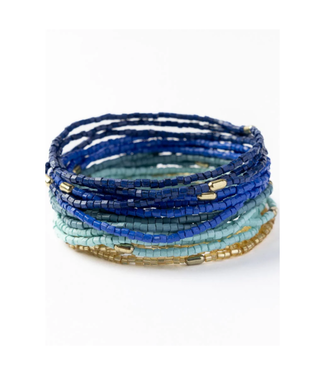 Ink + Alloy Chelsea 18 strand luxe beaded bracelet set blue