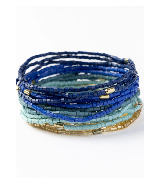 Chelsea 18 strand luxe beaded bracelet set blue