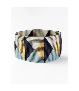 Ink + Alloy Brooklyn triangles beaded stretch bracelet blue
