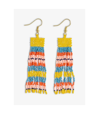 Ink + Alloy Billie horizontal stripes beaded fringe earrings