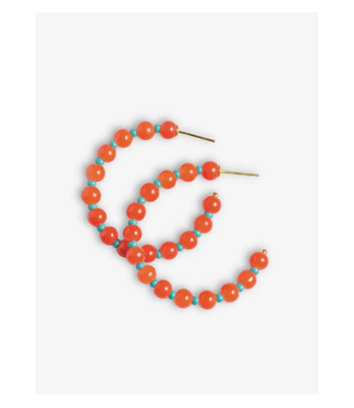 Angela bead hoop earrings Coral