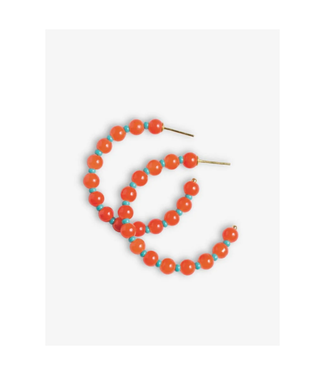 Ink + Alloy Angela bead hoop earrings Coral