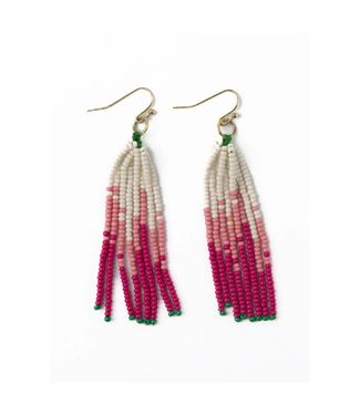 Ink + Alloy Abbey tassel ombre seed bead earring hot pink