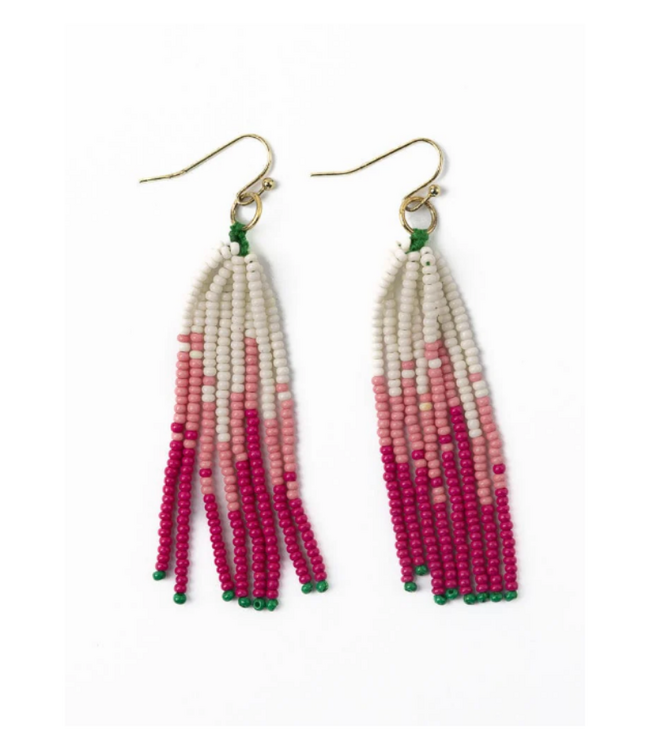 Abbey tassel ombre seed bead earring hot pink