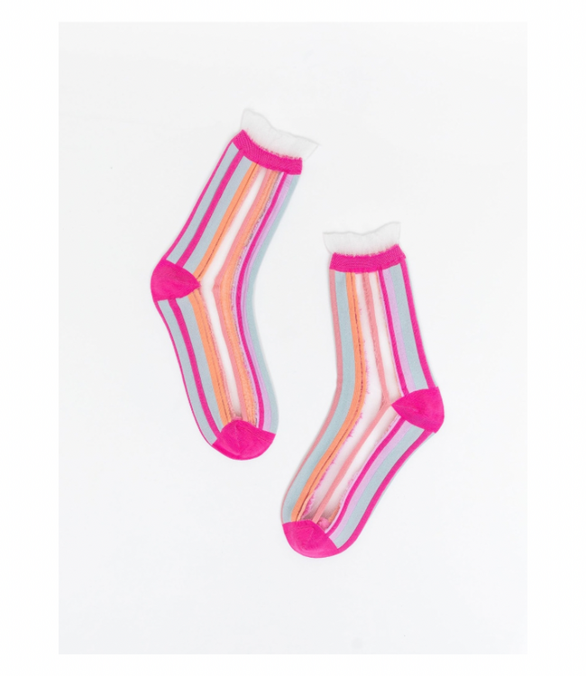 Candy Stripe Ruffle Crew Sock