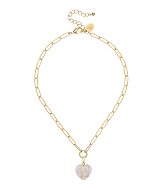 Susan Shaw Audrey Heart Necklace - White Turquoise
