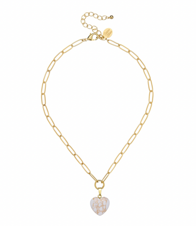 Audrey Heart Necklace - White Turquoise
