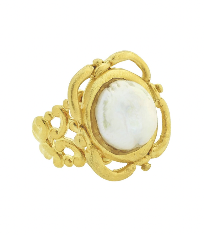 Pearl Scroll Ring