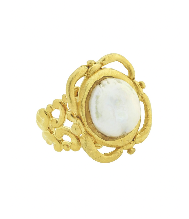 Susan Shaw Pearl Scroll Ring
