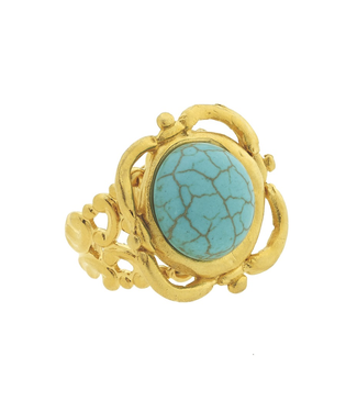 Susan Shaw Gold Turquoise Scroll Ring Susan Shaw Gold Turquoise Scroll Ring