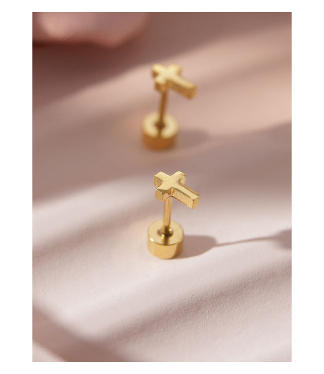 Golden Cross Screw Back Studs