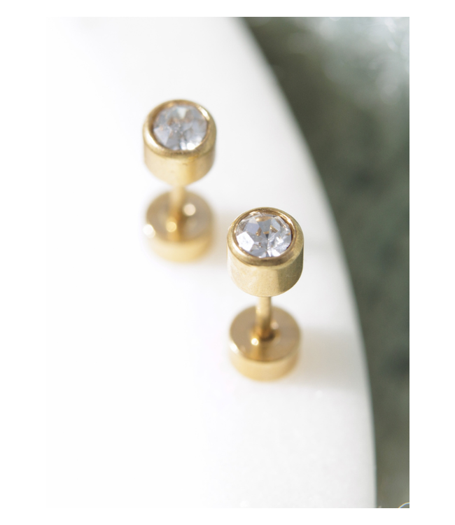 Crystal Bezel Screw Back Studs