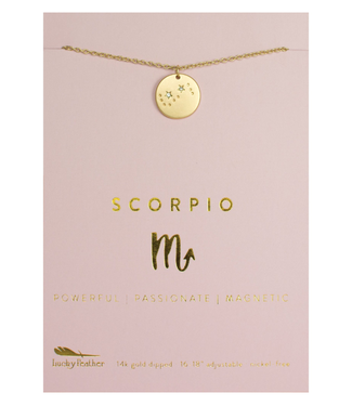 Lucky Feather Zodiac Gold Necklace- Scorpio