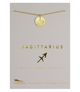 Lucky Feather Zodiac Gold Necklace- Sagittarius