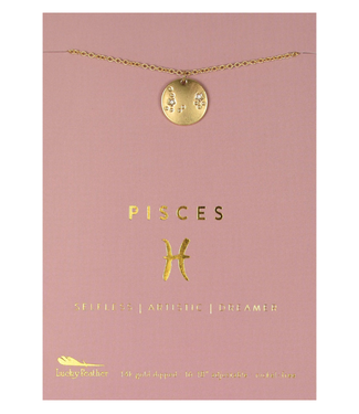 Lucky Feather Zodiac Gold Necklace- Pisces