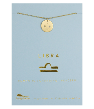 Lucky Feather Zodiac Gold Necklace- Libra