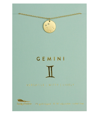 Lucky Feather Zodiac Gold Necklace- Gemini