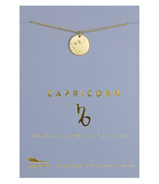 Lucky Feather Zodiac Gold Necklace- Capricorn