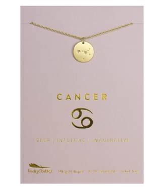 Lucky Feather Zodiac Gold Necklace- Cancer