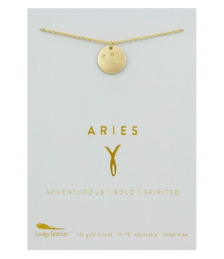 Lucky Feather Zodiac Gold Necklace- Aries