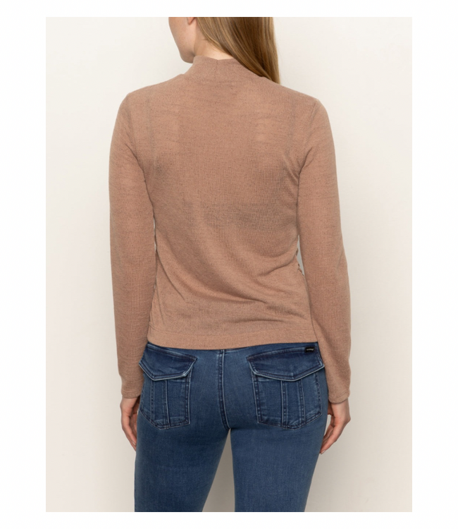 Long Sleeve Draped Mock Neck