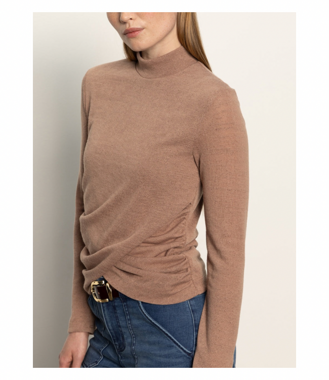 Long Sleeve Draped Mock Neck