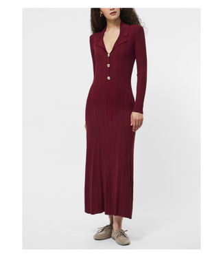 French Connection Crinkle Knit LS Maxi Dress