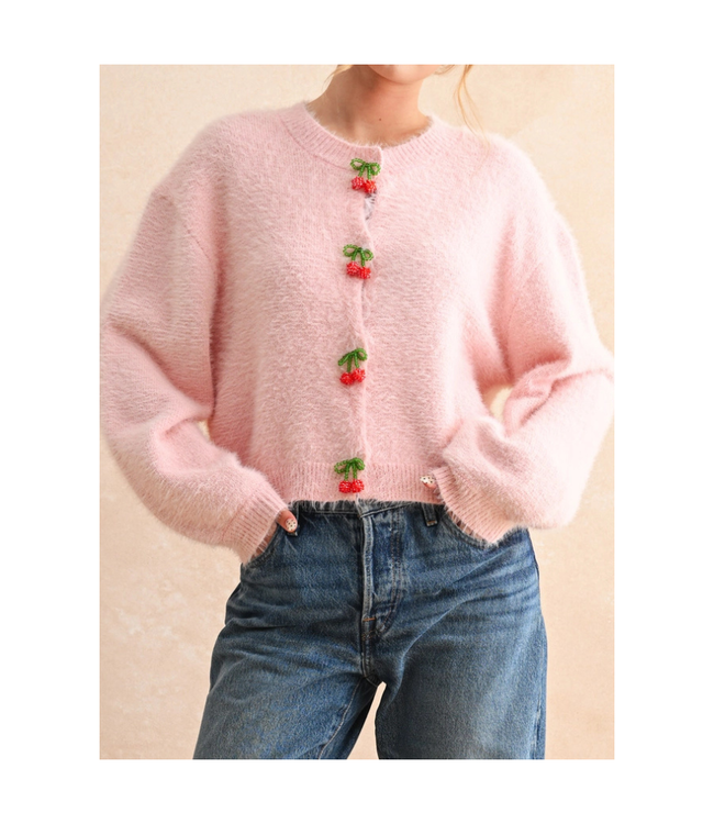 Meg Cherry Button Front Soft Cardigan