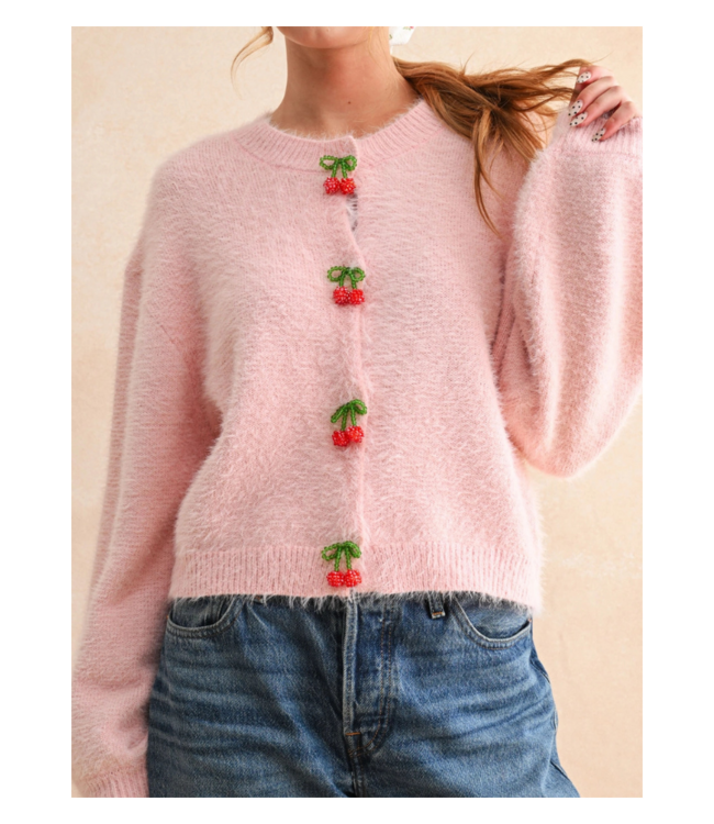 Meg Cherry Button Front Soft Cardigan