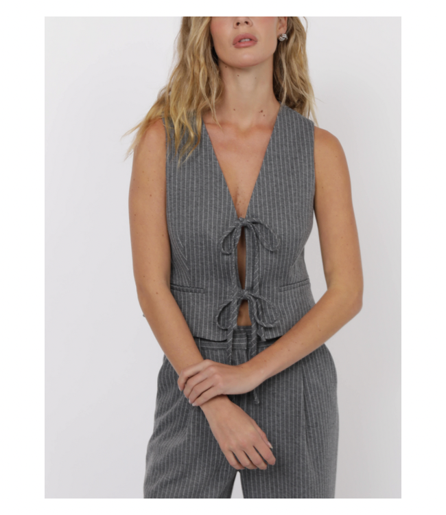 Day to Day Pinstripe Front Tie Vest Top