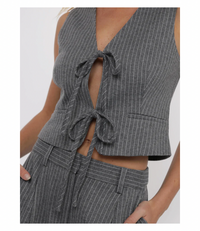 Day to Day Pinstripe Front Tie Vest Top