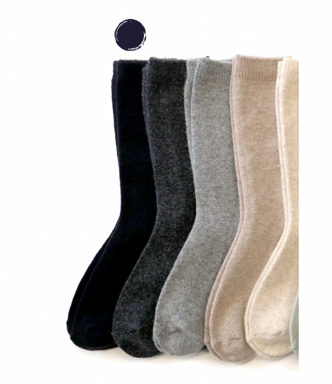 Cashmere Wool Socks-Jet Black