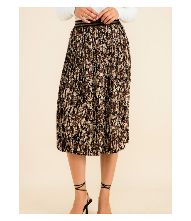 Tani Snake Print Pleated Skirt