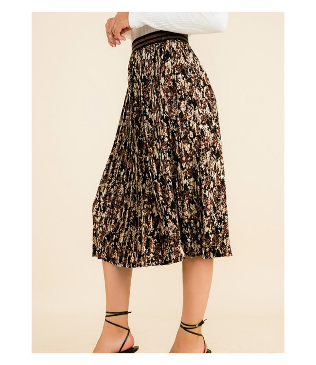 Tani Snake Print Pleated Skirt