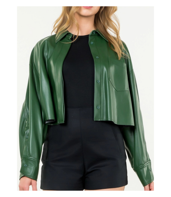 Tiana Cropped Leather Jacket