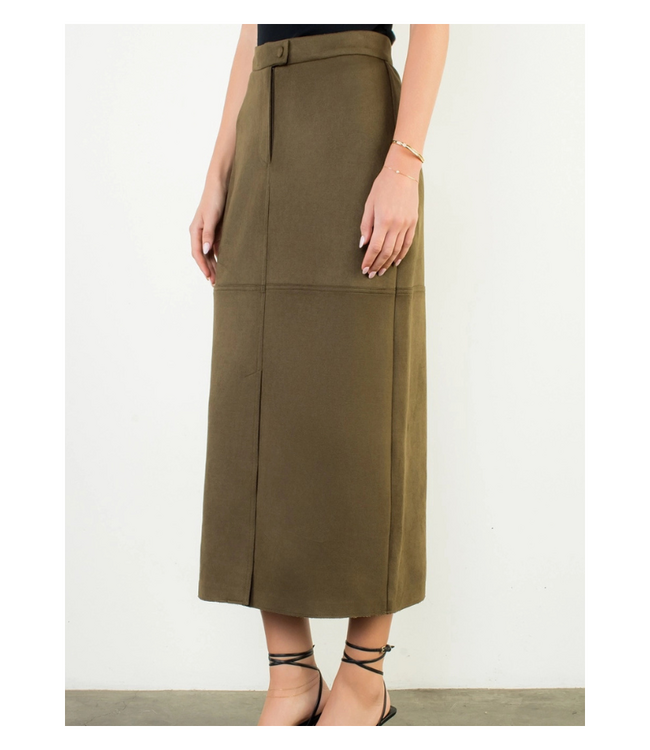 Tracy Suede Front Slit Skirt
