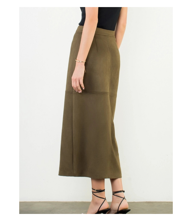 Tracy Suede Front Slit Skirt