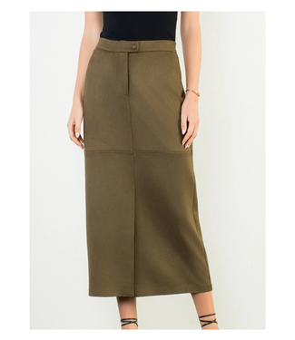 Tracy Suede Front Slit Skirt