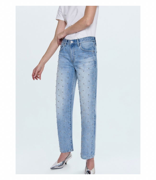 Lexi Mid Rise Bowed Straight Jeans
