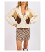 Sage The Label Celine Diamond Chunky Knit Cardigan