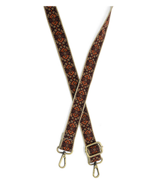 Vintage Print Guitar Strap - Maroon