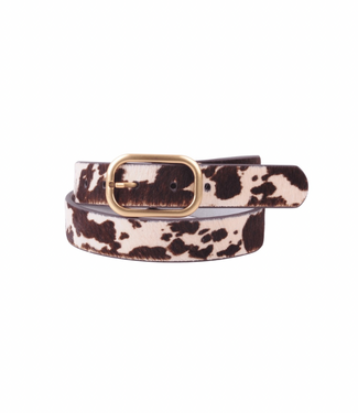 Most Wanted USA Animal Print Belt w/ Rectangular Buckle - Cow