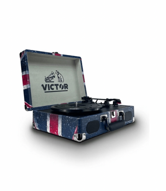 JupiterGear Victor Metro Plus Portable Dual Bluetooth Suitcase Turntable-Union Jack